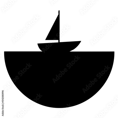a simple black and white silhouette of a sailboat on the water, evoking a sense of peace and adventure