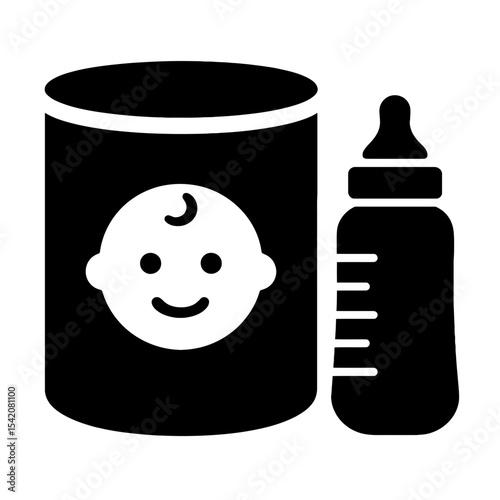 very simple flat and single minimalist Baby Formula Silhouettes in black on a white background