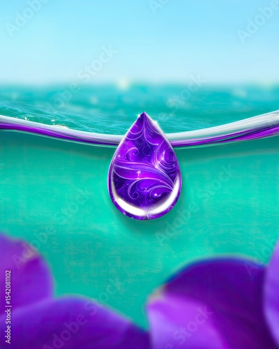 Purple Water Drop and Wave Serenity Visualized