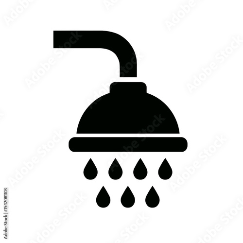very simple flat and single minimalist Shower Head Silhouettes in black on a white background