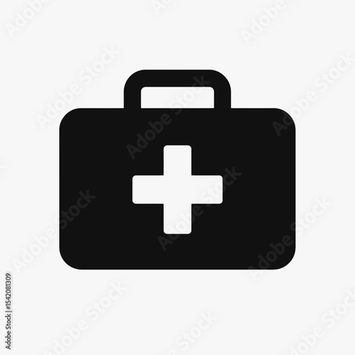 very simple flat and single minimalist Firsaid Box Silhouettes in black on a white background
