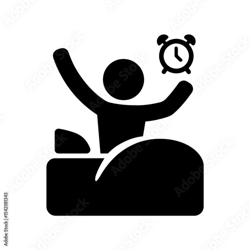 very simple flat and single minimalist Waking Up Silhouettes in black on a white background