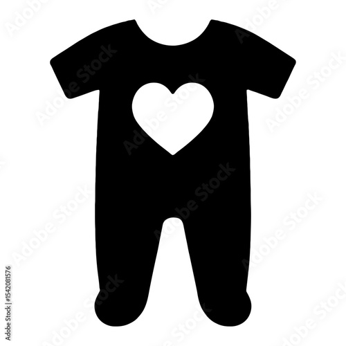 very simple flat and single minimalist Baby Jumpsuit Silhouettes in black on a white background