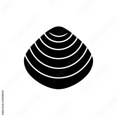 very simple flat and single minimalist Clams Silhouettes in black on a white background
