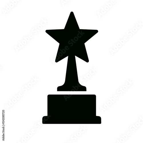 very simple flat and single minimalist Star Trophy Silhouettes in black on a white background