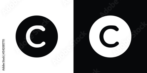 Copyright icon black silhouette for web, and mobile app
