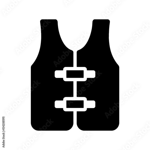 very simple flat and single minimalist Life Vest Silhouettes in black on a white background