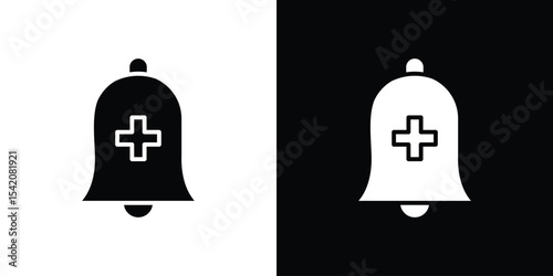 Cowbell circle plus icon black silhouette for web, and mobile app