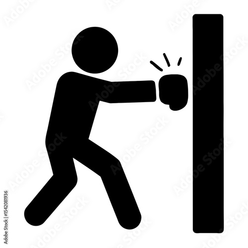 very simple flat and single minimalist Punching Wall Silhouettes in black on a white background