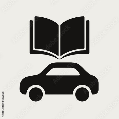 very simple flat and single minimalist Auto Book Silhouettes in black on a white background