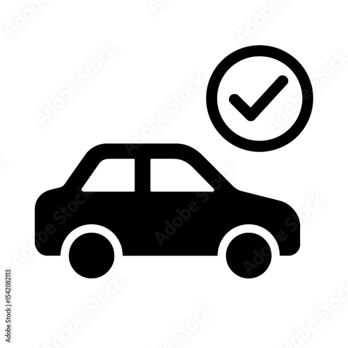 very simple flat and single minimalist Checking Car Silhouettes in black on a white background