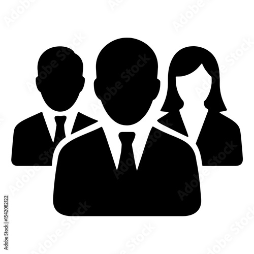 very simple flat and single minimalist Business Group Silhouettes in black on a white background