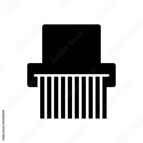 very simple flat and single minimalist Shredding Paper Silhouettes in black on a white background