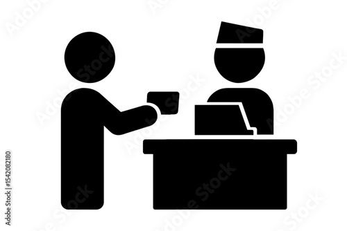 very simple flat and single minimalist Ordering Line Silhouettes in black on a white background