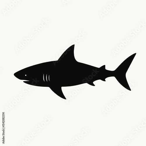 very simple flat and single minimalist Shark Silhouettes in black on a white background