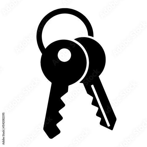 very simple flat and single minimalist Keys Silhouettes in black on a white background