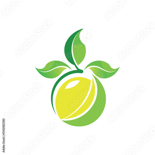 Elegant silhouette of a green lemon Logo