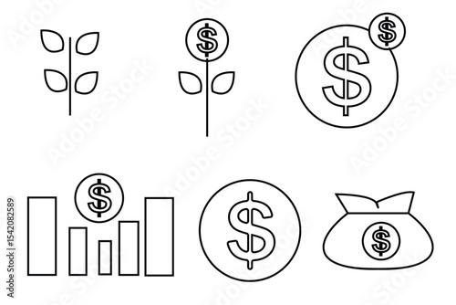 Money Icons - Line Series - Editable S