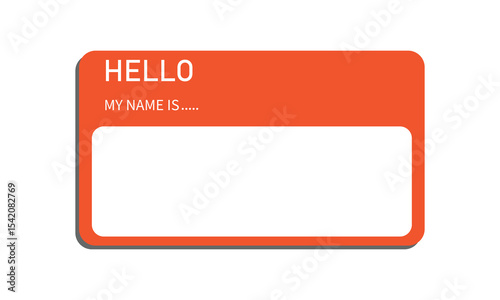 Hello, my name is introduction red flat vector label for print . Vector Illustration . EPS 10 . 
