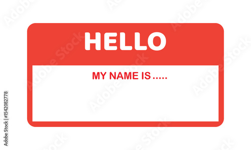 Hello, my name is introduction red flat vector label for print . Vector Illustration . EPS 10 . 