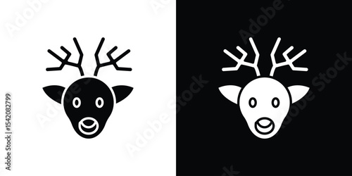 Deer rudolph icon black silhouette for web, and mobile app