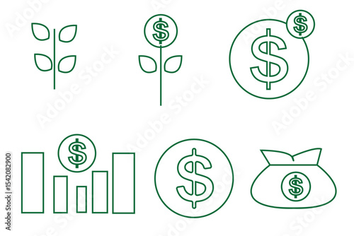 Money Icons - Line Series - Editable S