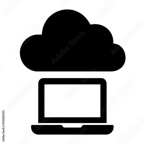 very simple flat and single minimalist Cloud Computing Silhouettes in black on a white background