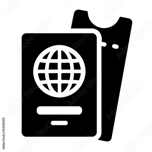 black passport and ticket icon clip art preview