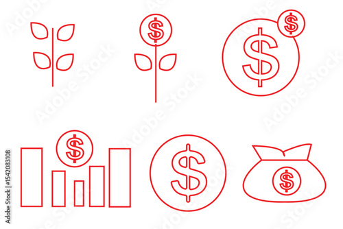 Money Icons - Line Series - Editable S