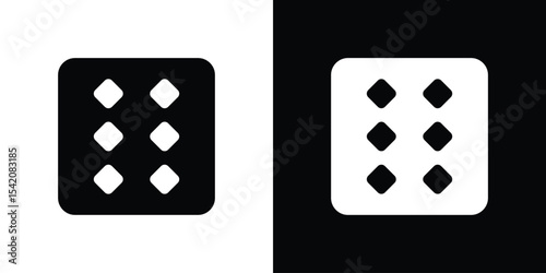 Dice six icon black silhouette for web, and mobile app