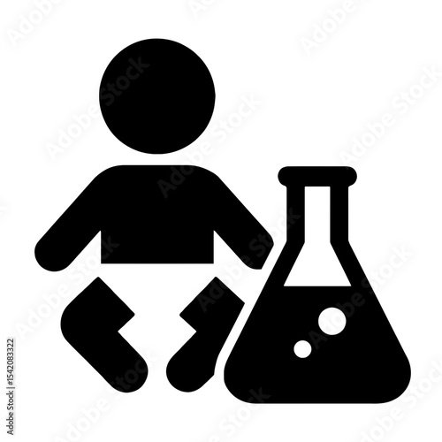 very simple flat and single minimalist Chemical Infant Silhouettes in black on a white background