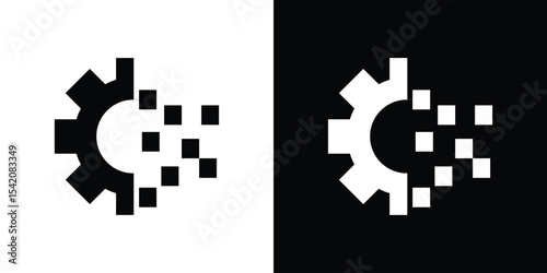 Digital transformation icon black silhouette for web, and mobile app