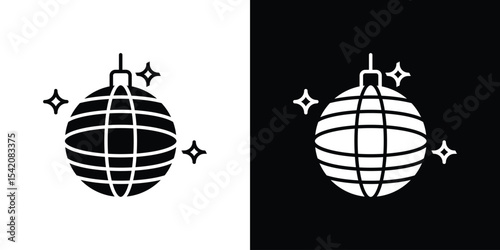 Disco ball icon black silhouette for web, and mobile app