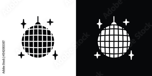 Disco ball icon black silhouette for web, and mobile app