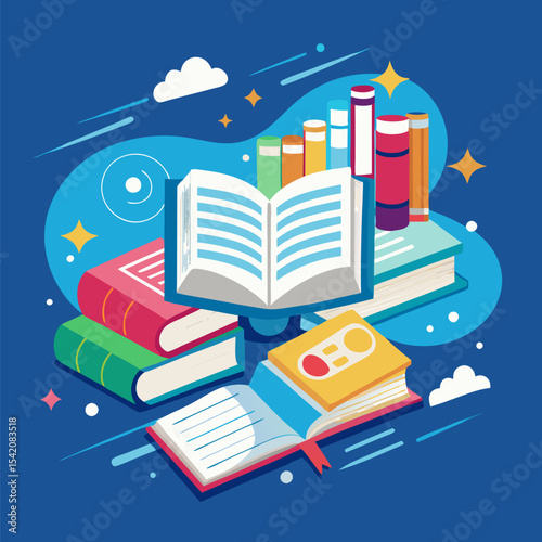 Vector of Open Textbooks and Notebooks – Educational Reading and Study Materials