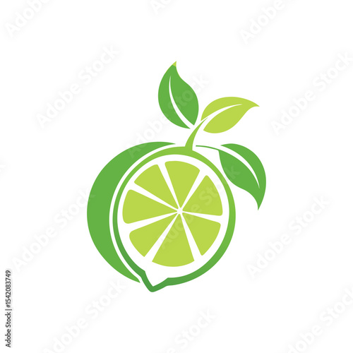 Elegant silhouette of a green lemon Logo