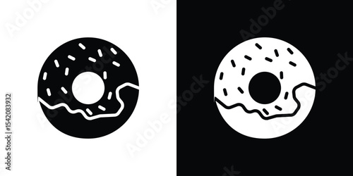 Donut icon black silhouette for web, and mobile app