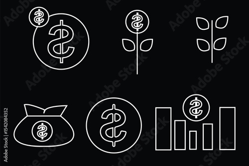 Money Icons - Line Series - Editable S