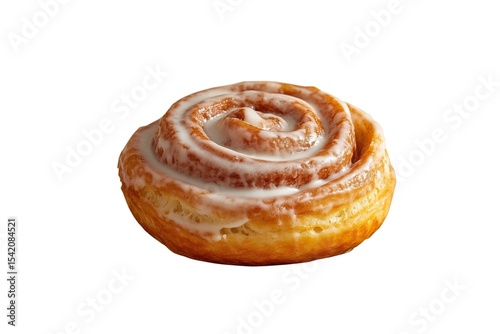A freshly baked cinnamon roll features a swirl of delicious cinnamon and icing, tempting anyone nearby