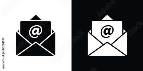 Envelope open icon black silhouette for web, and mobile app