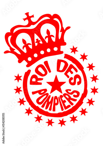 roi  pompier couronne tampon logo