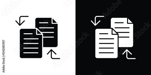 File transfer icon black silhouette for web, and mobile app