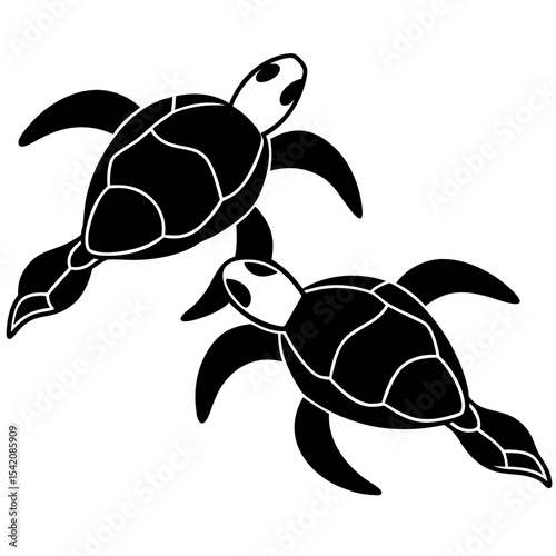 Graceful Silhouette of Sea Turtles Swimming Together in the Ocean, Symbolizing Wildlife, Conservation, and Marine Life.