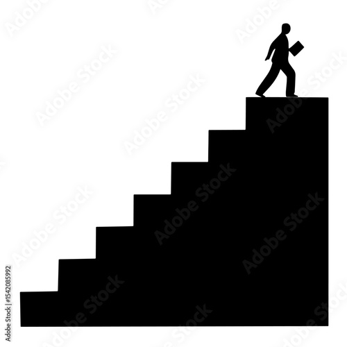 a silhouette of a man climbing stairs, representing success, career growth, and achieving goals forward.