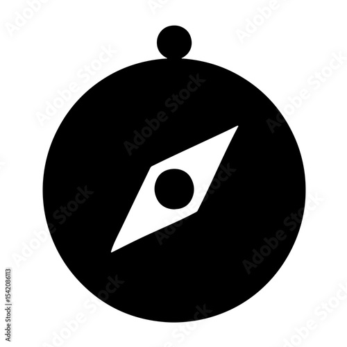 a simple black and white compass illustration, ideal for navigation, travel, and direction finding use