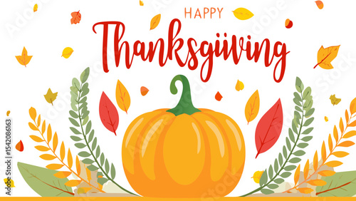 vector illustration of a pumpkin,
happy thanksgiving