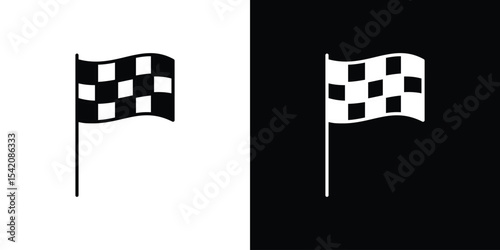 Flag checkered icon black silhouette for web, and mobile app