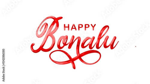 Wallpaper Mural Happy Bonalu Text Animation in Red. Suitable for festival invitations, banners, social media posts. Celebrate with this vibrant, joyful graphic element. Torontodigital.ca