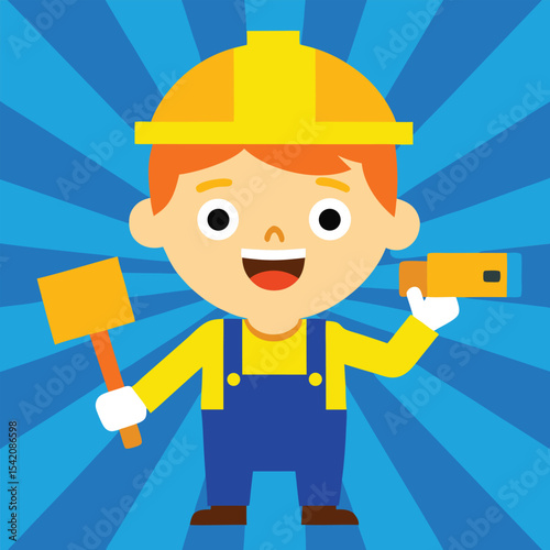 Cheerful cartoon illustration of a young child