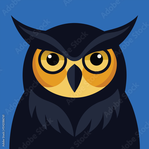 Intense close up portrait of an owl vector illustration